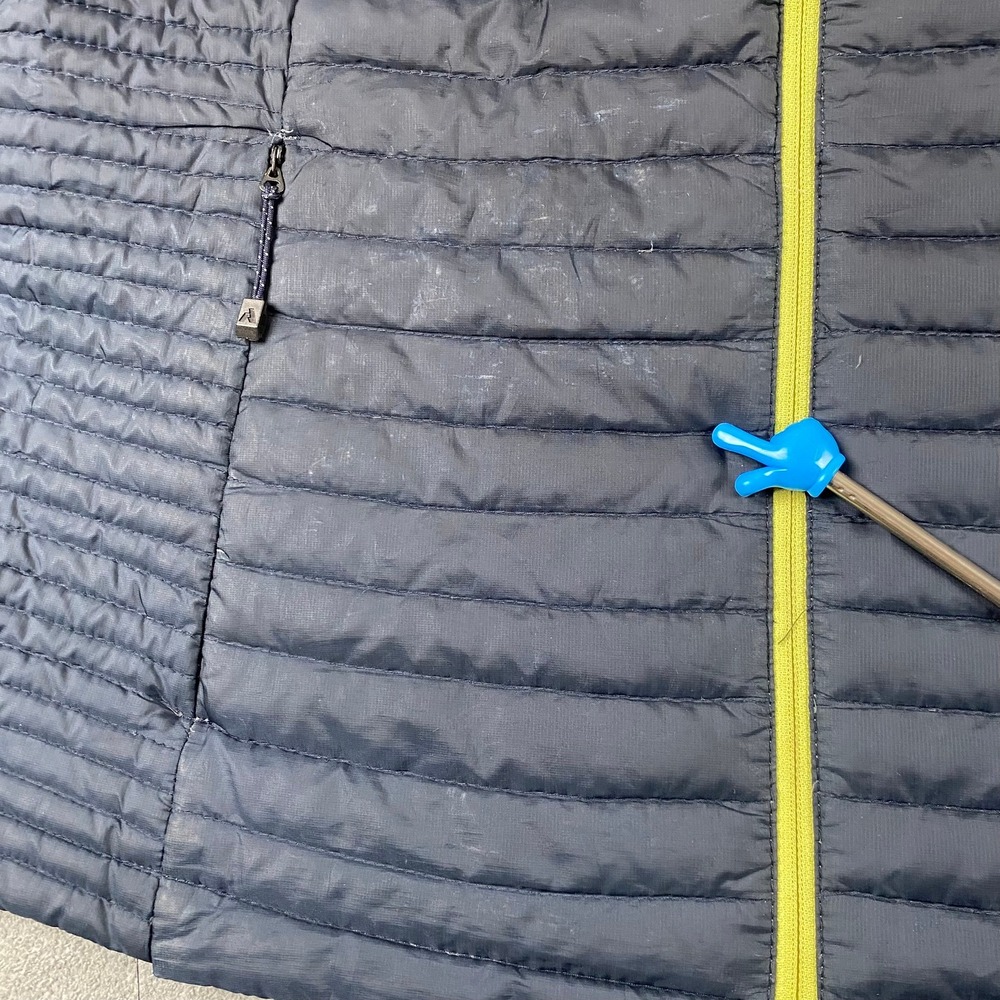Eddie Bauer Womens XL StormDown 800 Puffer Jacket Navy Blue Lime Green Hooded - Picture 5 of 12